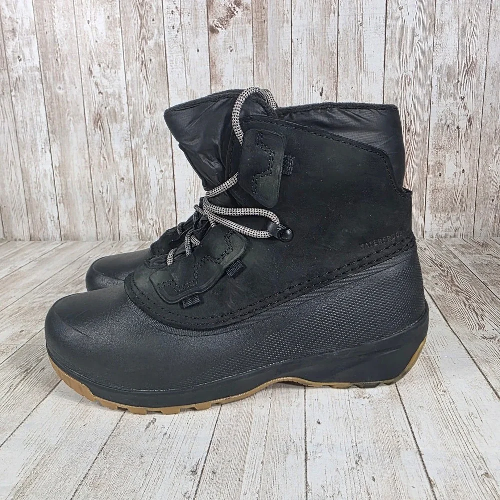 The North Face Waterproof Black Leather Lace Up Duck Snow Boots Womens‎